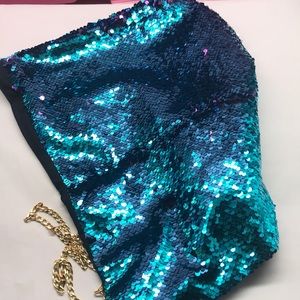 Blue purple sequin hood mermaid unicorn festival rave gothic oversized sparkly